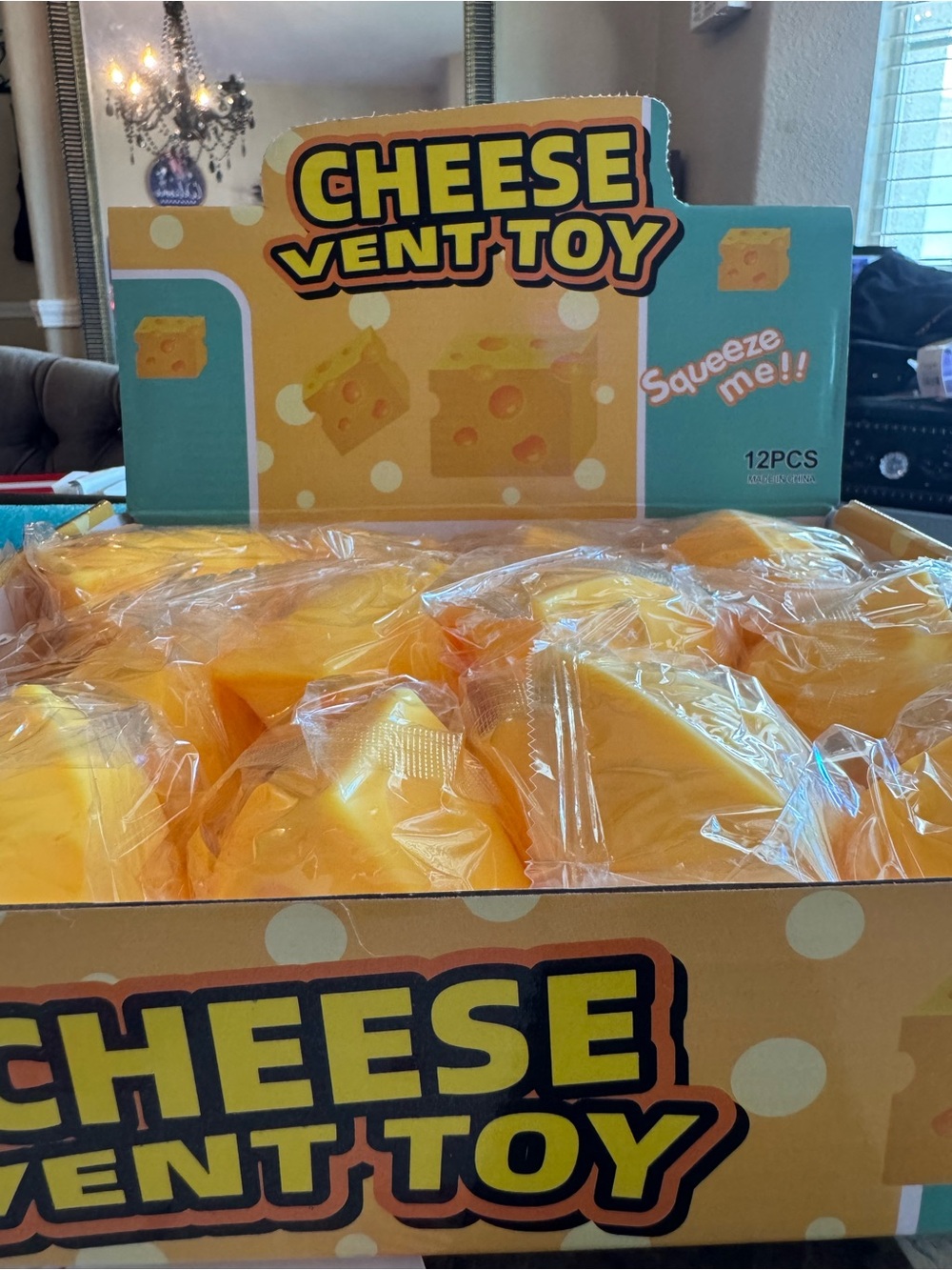 Cheese Vent Toy - Yellow Squeeze Stress Toy (Kids Toys)
